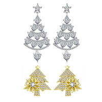2 Pairs of Earrings Stud Christmas Tree Jewellery Women Gift