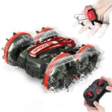 2.4Ghz Remote Control Gesture Sensor Toy Car Boat Truck 4WD Waterproof RC Amphibious Vehicle-Red