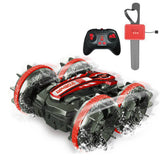 2.4Ghz Remote Control Gesture Sensor Toy Car Boat Truck 4WD Waterproof RC Amphibious Vehicle-Red