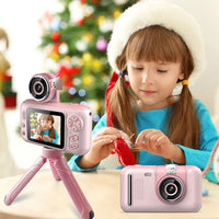 1080P Kids Selfie Flip Lens HD Compact Digital Photo and Video Camera-Pink
