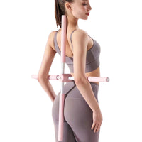 Pilates Yoga Stick Stretching Tool Back Brace Straightener Posture Corrector Stick for Adult Kids Pink