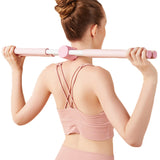 Pilates Yoga Stick Stretching Tool Back Brace Straightener Posture Corrector Stick for Adult Kids Pink