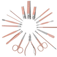18Pcs Manicure Pedicure Kit Stainless Steel Pedicure Grooming Clippers Tools
