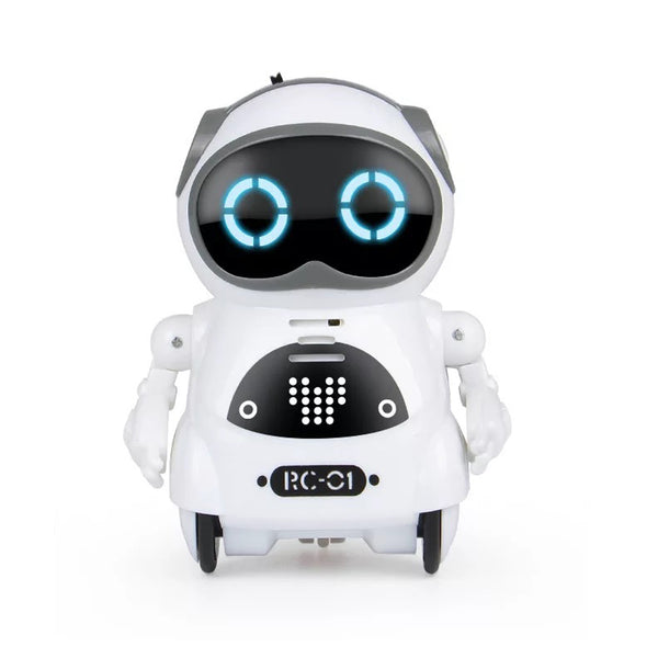 Pocket RC Robot for Kids Talking Interactive Dialogue Singing Dancing Telling Story Mini Robot Toy-White