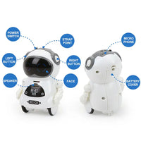 Pocket RC Robot for Kids Talking Interactive Dialogue Singing Dancing Telling Story Mini Robot Toy-White
