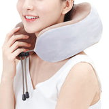 Travel U Shaped Neck Massage Pillow Heating Vibrating Neck Support Pillow - Brown