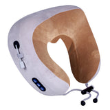 Travel U Shaped Neck Massage Pillow Heating Vibrating Neck Support Pillow - Brown