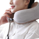 Travel U Shaped Neck Massage Pillow Heating Vibrating Neck Support Pillow - Brown