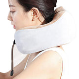 Travel U Shaped Neck Massage Pillow Heating Vibrating Neck Support Pillow - Brown