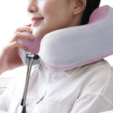 Travel U Shaped Neck Massage Pillow Heating Vibrating Neck Support Pillow - Pink