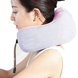 Travel U Shaped Neck Massage Pillow Heating Vibrating Neck Support Pillow - Pink