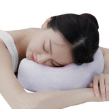 Travel U Shaped Neck Massage Pillow Heating Vibrating Neck Support Pillow - Pink