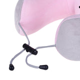 Travel U Shaped Neck Massage Pillow Heating Vibrating Neck Support Pillow - Pink