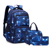 3 Pcs Set School Backpack Lunch Bag Pencil Pouch-Style 1