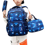3 Pcs Set School Backpack Lunch Bag Pencil Pouch-Style 1