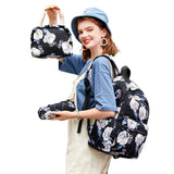 3 Piece School Backpack Lunch Bag Pencil Pouch for Teens Black