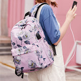 3 Piece School Backpack Lunch Bag Pencil Pouch for Teens Pink