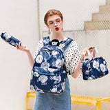 3 Piece School Backpack Lunch Bag Pencil Pouch for Teens Blue