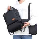 3-Piece Solid Color Men Backpack Computer Bag Business Bag Shoulder Bag Set Black