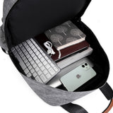 3-Piece Solid Color Men Backpack Computer Bag Business Bag Shoulder Bag Set Gray