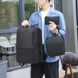 3-Piece Set Large Capacity Laptop Backpack Fits up to 15.6 Inch Laptop with USB Charging Port Black