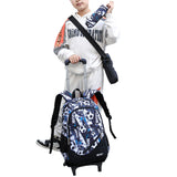 6-Wheeled Rolling School Backpack with Crossbody Bag and Pen Bag