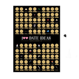 100 Dates Scratch off Bucket List Poster Couple Dating Valentines Birthday Gift