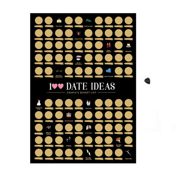 100 Dates Scratch off Bucket List Poster Couple Dating Valentines Birthday Gift