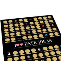 100 Dates Scratch off Bucket List Poster Couple Dating Valentines Birthday Gift