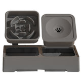 Elevated Pet Food Water Double Feeder Bowl Adjustable Height Raised Bowls with Stand-Grey