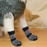 Set of 4 Pcs Double Sides Anti-Slip Dog Socks Paw Protection with Adjustable Straps