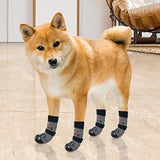 Set of 4 Pcs Double Sides Anti-Slip Dog Socks Paw Protection with Adjustable Straps