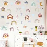 FancyGrab Rainbow Wall Decals Cloud Decals Watercolor Raindrop Wall Stickers Removable
