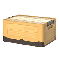 Foldable Stackable Plastic Storage Boxes Collapsible Storage Bins with Lids Yellow