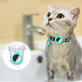 Pet Cat Collar with Airtag Case Adjustable Geometric Pattern Cat Collar with Bell and Tassel Green