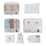 7Pcs Packing Cubes Luggage Organiser Underwear Storage BagsTravel Pouches White
