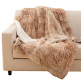 FancyGrab Throw Blanket Reversible Shag and Sherpa Blanket Soft Plush Fleece Blanket Bedding Blankets Apricot