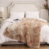 FancyGrab Throw Blanket Reversible Shag and Sherpa Blanket Soft Plush Fleece Blanket Bedding Blankets Apricot