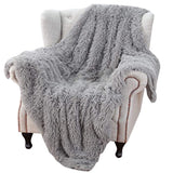 FancyGrab Throw Blanket Reversible Shag and Sherpa Blanket Soft Plush Fleece Blanket Bedding Blankets Grey
