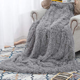 FancyGrab Throw Blanket Reversible Shag and Sherpa Blanket Soft Plush Fleece Blanket Bedding Blankets Grey