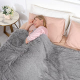 FancyGrab Throw Blanket Reversible Shag and Sherpa Blanket Soft Plush Fleece Blanket Bedding Blankets Grey
