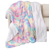 FancyGrab Throw Blanket Reversible Shag and Sherpa Blanket Soft Plush Fleece Blanket Bedding Blankets Multicolor