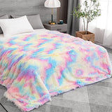 FancyGrab Throw Blanket Reversible Shag and Sherpa Blanket Soft Plush Fleece Blanket Bedding Blankets Multicolor