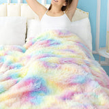 FancyGrab Throw Blanket Reversible Shag and Sherpa Blanket Soft Plush Fleece Blanket Bedding Blankets Multicolor