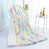 FancyGrab Throw Blanket Reversible Shag and Sherpa Blanket Soft Plush Fleece Blanket Bedding Blankets Multicolor
