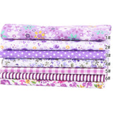 FancyGrab 7Pcs DIY Cotton Fabric Printed Cloth Sewing Quilting Fabrics for Patchwork Purple
