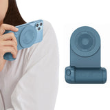 FancyGrab Handheld Bluetooth Magnetic Phone Selfie Holder Phone Charging Stand Tabletop Phone Holder Blue