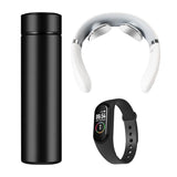 FancyGrab 3Pcs Smart Products Gift Set Insulated Vacuum Cup Neck Massager Smart Bracelet Corporate Business Gift Birthday Gift
