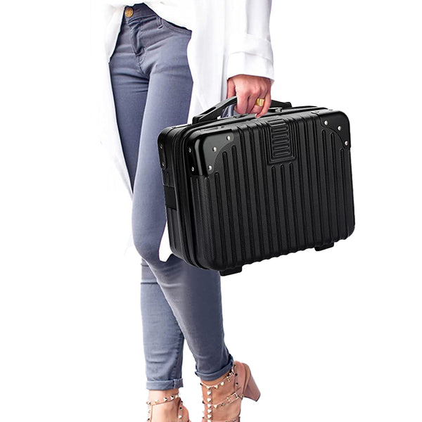 14 Inches Travel Suitcase Hard Shell Cosmetic Case Portable Carry Suitcase Black