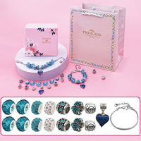 16Pcs DIY Bracelet Making Kit Charm Bracelets Kit Mother's Day Pendant Bracelet Ornaments Jewellery Crafts Set Blue